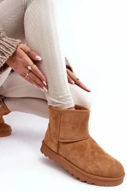 Boto Śniegowce Damskie*Zamszowe Śniegowce Damskie Ocieplane Camel Nanga