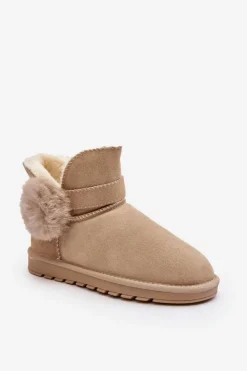 Boto Śniegowce Damskie*Zamszowe Śniegowce Damskie Z Wycięciami Beżowe Eraclio