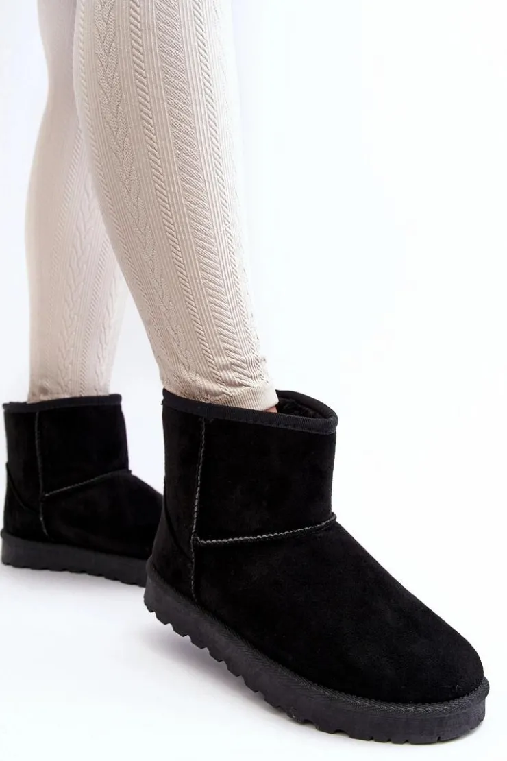 Damskie Boto Zamszowe Śniegowce Damskie Ocieplane Czarne Nanga