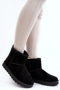 Damskie Boto Zamszowe Śniegowce Damskie Ocieplane Czarne Nanga