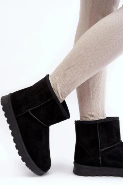 Damskie Boto Zamszowe Śniegowce Damskie Ocieplane Czarne Nanga