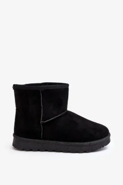 Damskie Boto Zamszowe Śniegowce Damskie Ocieplane Czarne Nanga