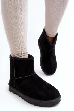 Damskie Boto Zamszowe Śniegowce Damskie Ocieplane Czarne Nanga