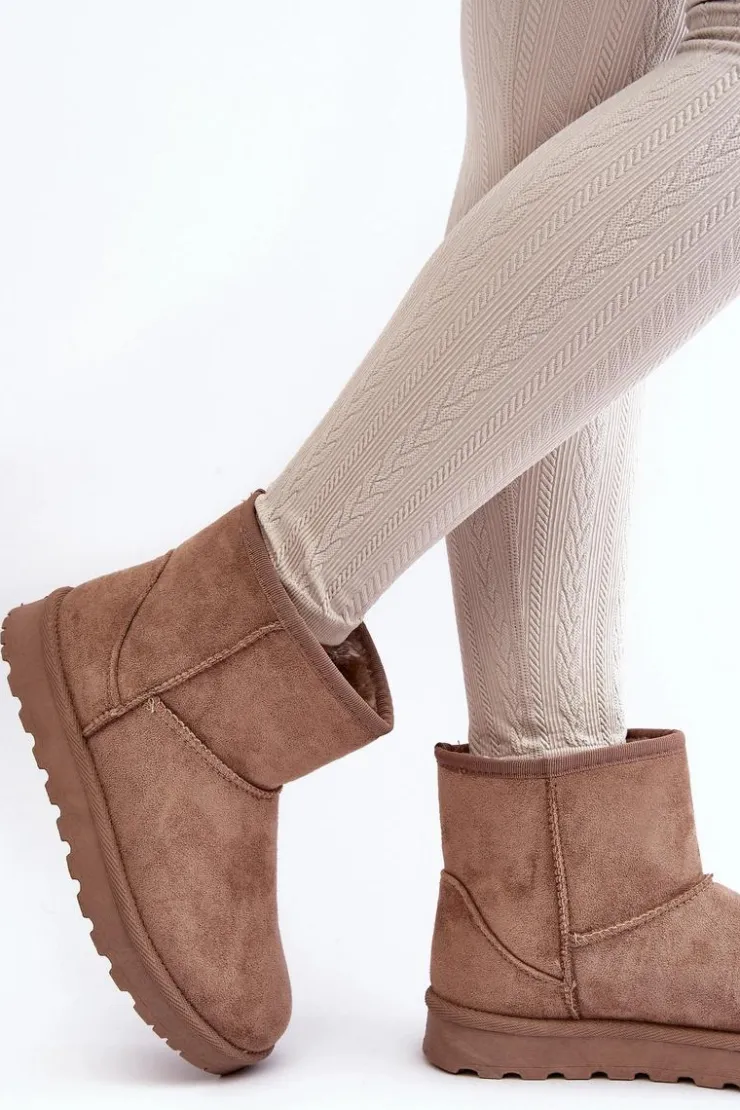 Damskie Boto Zamszowe Śniegowce Damskie Ocieplane Beżowe Nanga