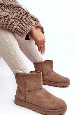 Damskie Boto Zamszowe Śniegowce Damskie Ocieplane Beżowe Nanga