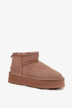 Buty damskie Vinceza Śniegowce Damskie*Zamszowe Śniegowce Damskie Na Platformie Vinceza 97962 Beżowe Beżowy