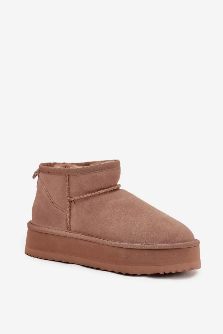 Buty damskie Vinceza Śniegowce Damskie*Zamszowe Śniegowce Damskie Na Platformie Vinceza 97962 Beżowe Beżowy