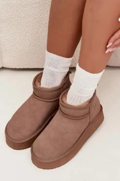 Buty damskie Vinceza Śniegowce Damskie*Zamszowe Śniegowce Damskie Na Platformie Vinceza 97962 Beżowe Beżowy