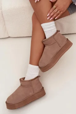 Buty damskie Vinceza Śniegowce Damskie*Zamszowe Śniegowce Damskie Na Platformie Vinceza 97962 Beżowe Beżowy