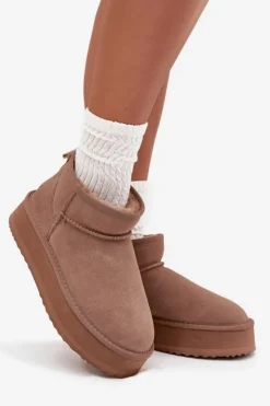 Buty damskie Vinceza Śniegowce Damskie*Zamszowe Śniegowce Damskie Na Platformie Vinceza 97962 Beżowe Beżowy