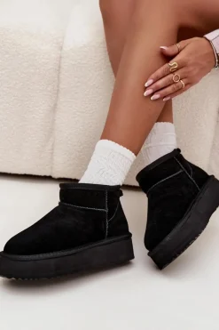 Buty damskie Vinceza Śniegowce Damskie*Zamszowe Śniegowce Damskie Na Platformie Vinceza 97962 Czarne Czarny