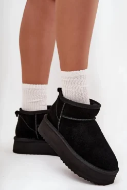 Buty damskie Vinceza Śniegowce Damskie*Zamszowe Śniegowce Damskie Na Platformie Vinceza 97962 Czarne Czarny