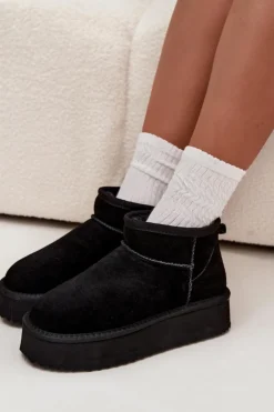 Buty damskie Vinceza Śniegowce Damskie*Zamszowe Śniegowce Damskie Na Platformie Vinceza 97962 Czarne Czarny