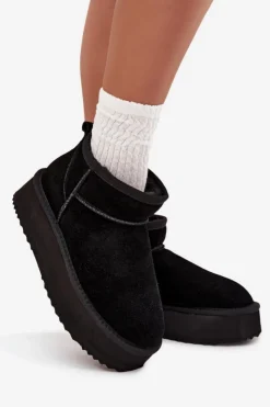 Buty damskie Vinceza Śniegowce Damskie*Zamszowe Śniegowce Damskie Na Platformie Vinceza 97962 Czarne Czarny