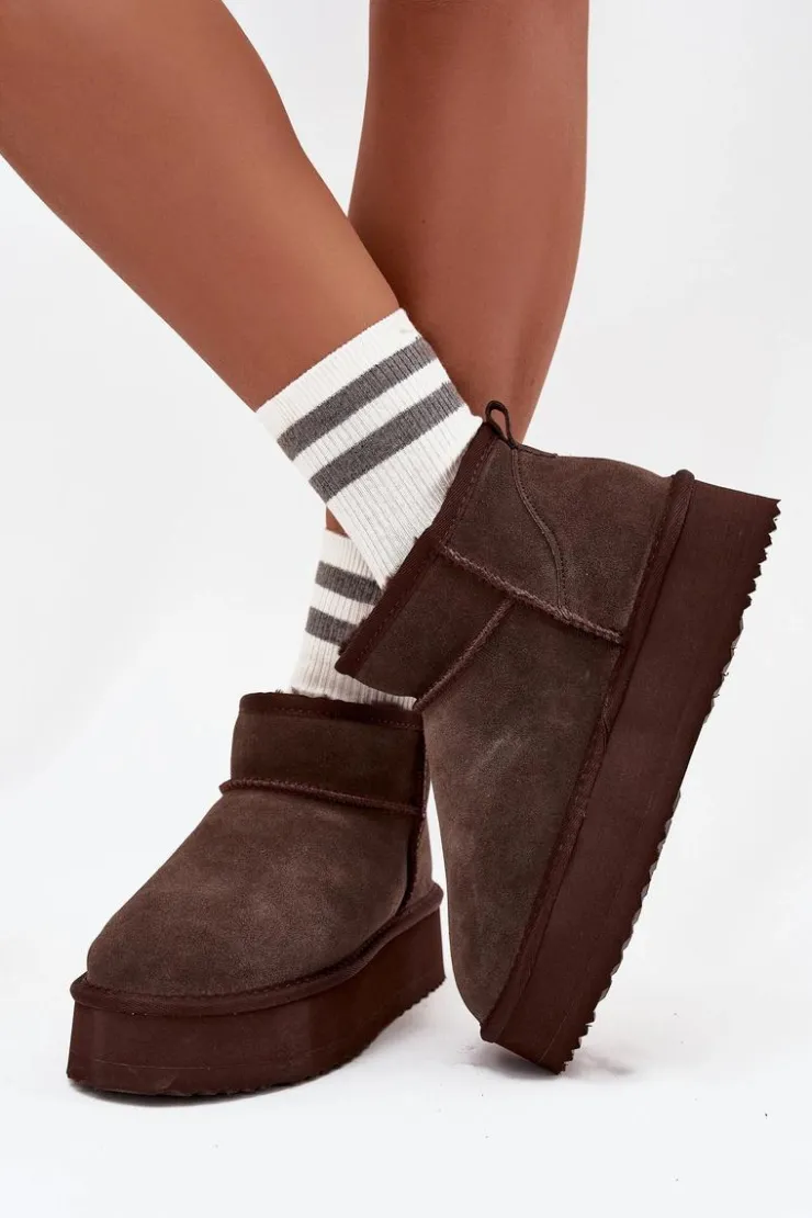 Damskie Buty damskie Vinceza Zamszowe Śniegowce Damskie Na Platformie Vinceza 97962 Czekoladowe