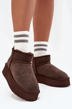 Damskie Buty damskie Vinceza Zamszowe Śniegowce Damskie Na Platformie Vinceza 97962 Czekoladowe