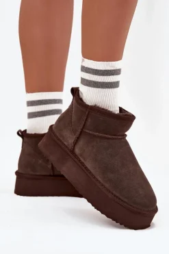 Damskie Buty damskie Vinceza Zamszowe Śniegowce Damskie Na Platformie Vinceza 97962 Czekoladowe