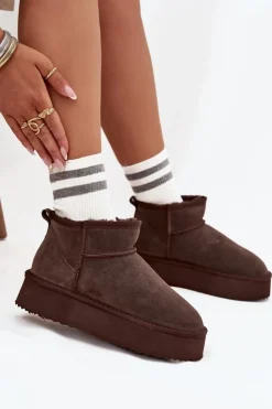 Damskie Buty damskie Vinceza Zamszowe Śniegowce Damskie Na Platformie Vinceza 97962 Czekoladowe