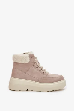 Discount Buty damskie Vinceza Zamszowe Śniegowce Damskie Z Kożuszkiem Na Platformie Vinceza 95354 Beżowe Beżowy