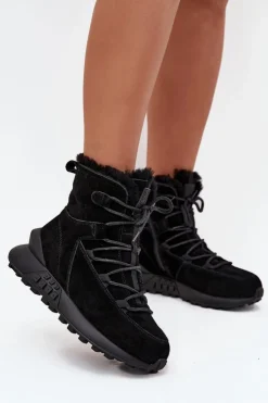 Sale Big Star Shoes Zamszowe Śniegowce Damskie Z Futerkiem Big Star SS274319 Czarne Czarny