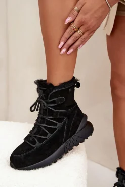 Sale Big Star Shoes Zamszowe Śniegowce Damskie Z Futerkiem Big Star SS274319 Czarne Czarny