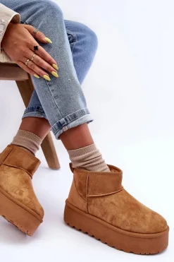 Discount Boto Zamszowe Śniegowce Na Platformie Brązowe Corcoran Brązowy