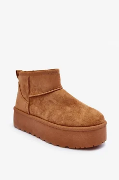 Discount Boto Zamszowe Śniegowce Na Platformie Brązowe Corcoran Brązowy