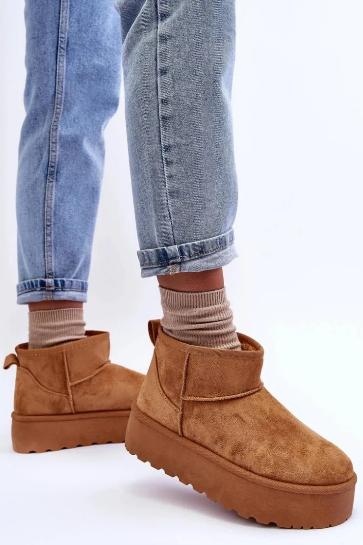 Discount Boto Zamszowe Śniegowce Na Platformie Brązowe Corcoran Brązowy