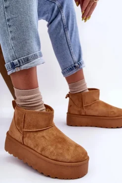 Discount Boto Zamszowe Śniegowce Na Platformie Brązowe Corcoran Brązowy