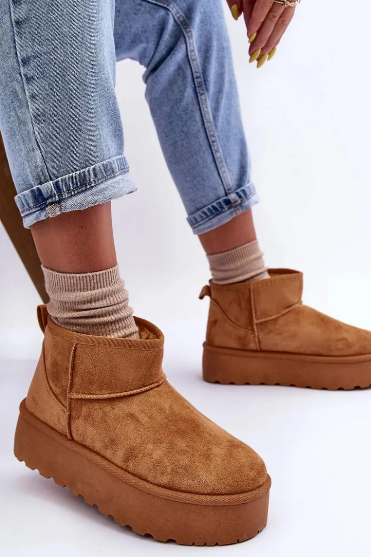 Discount Boto Zamszowe Śniegowce Na Platformie Brązowe Corcoran Brązowy