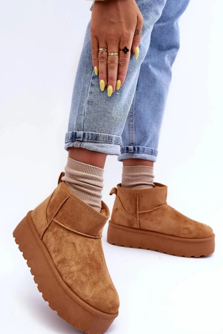 Discount Boto Zamszowe Śniegowce Na Platformie Brązowe Corcoran Brązowy