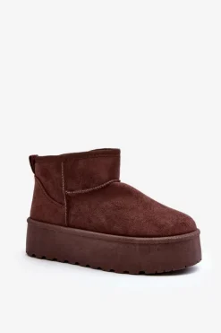 Boto Śniegowce Damskie*Zamszowe Śniegowce Na Platformie Brązowe Corcoran Brązowy