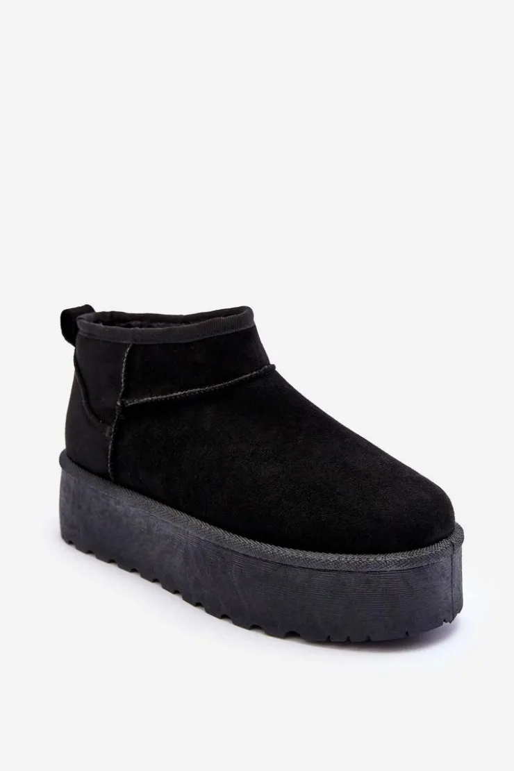 Damskie Boto Zamszowe Śniegowce Na Platformie Czarne Corcoran