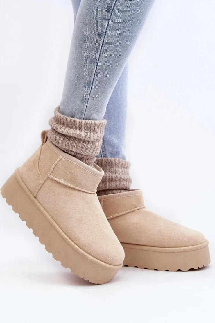 Online Boto Zamszowe Śniegowce Na Platformie Jasnobeżowe Corcoran