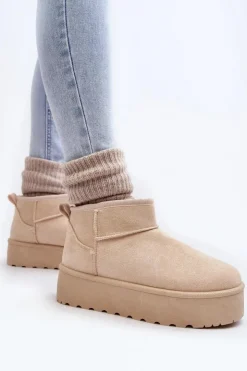 Online Boto Zamszowe Śniegowce Na Platformie Jasnobeżowe Corcoran