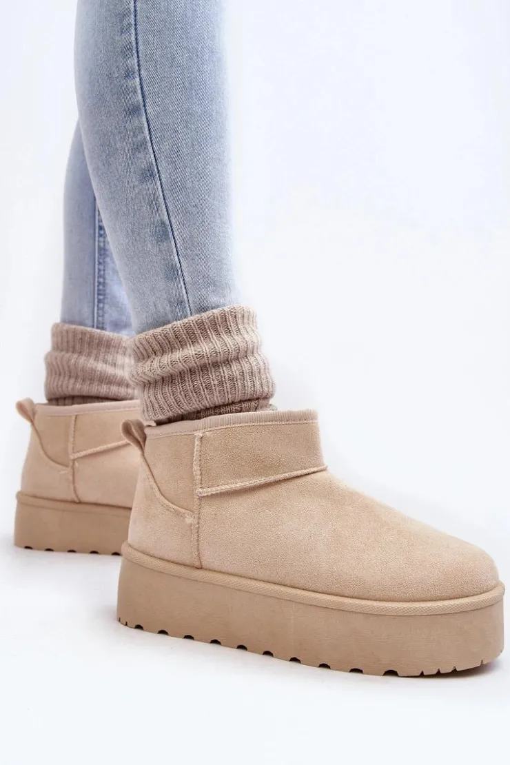 Online Boto Zamszowe Śniegowce Na Platformie Jasnobeżowe Corcoran