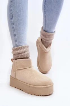 Online Boto Zamszowe Śniegowce Na Platformie Jasnobeżowe Corcoran