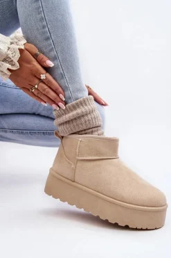 Online Boto Zamszowe Śniegowce Na Platformie Jasnobeżowe Corcoran