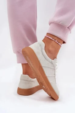 Damskie Evento Zamszowe Niskie Sneakersy Damskie Szare Paliana