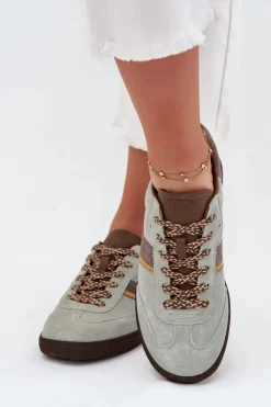 Big Star Shoes Buty Sportowe Big Star|Sneakersy Damskie*Zamszowe Niskie Sneakersy Damskie Big Star SS274678 HI-POLY SYSTEM Miętowe Zielony