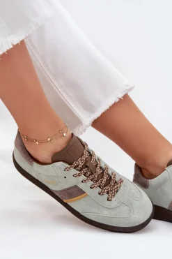 Big Star Shoes Buty Sportowe Big Star|Sneakersy Damskie*Zamszowe Niskie Sneakersy Damskie Big Star SS274678 HI-POLY SYSTEM Miętowe Zielony