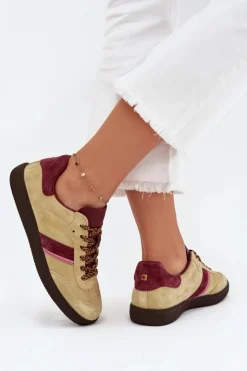 Big Star Shoes Zamszowe Niskie Sneakersy Damskie Big Star SS274680 HI-POLY SYSTEM Limonkowe Zielony