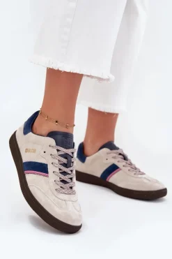 Damskie Big Star Shoes Zamszowe Niskie Sneakersy Damskie Big Star SS274679 HI-POLY SYSTEM Szare