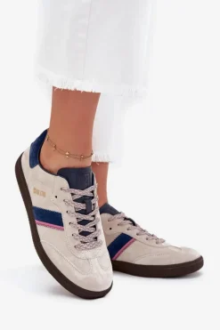 Damskie Big Star Shoes Zamszowe Niskie Sneakersy Damskie Big Star SS274679 HI-POLY SYSTEM Szare