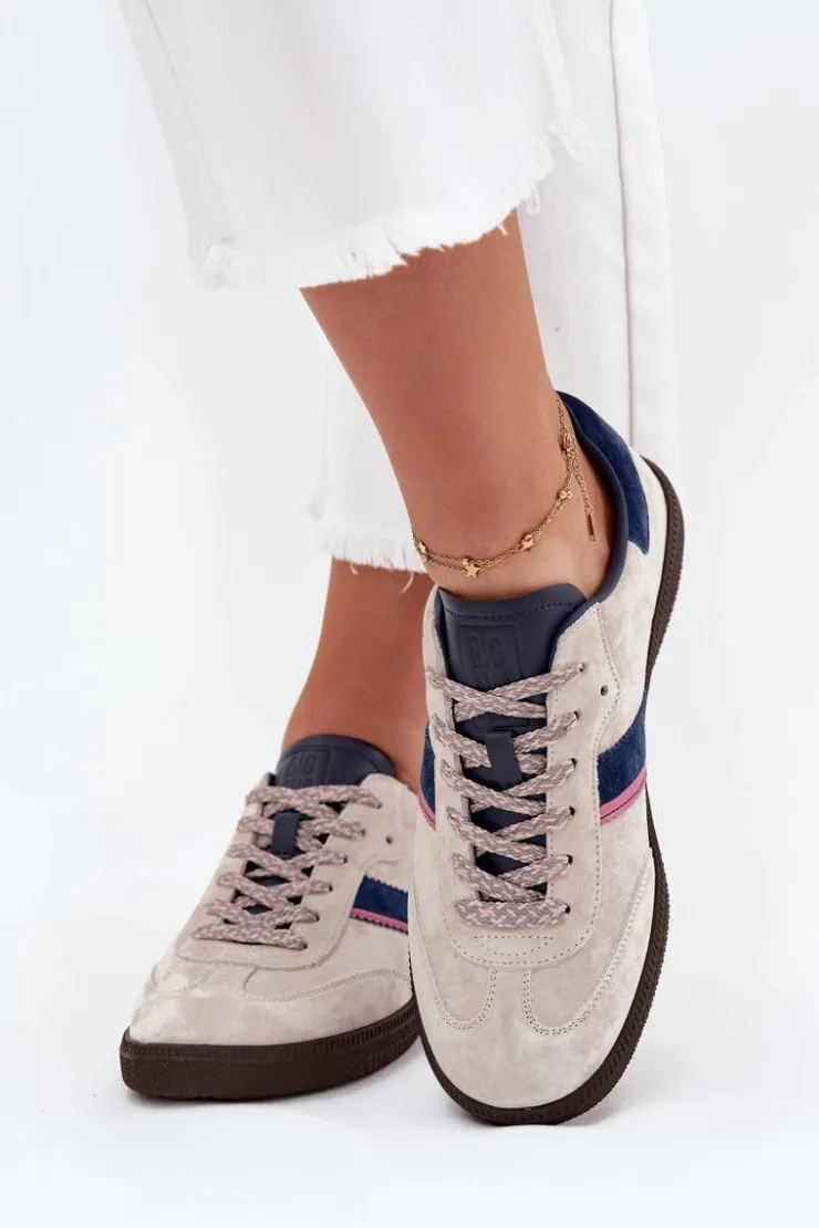 Damskie Big Star Shoes Zamszowe Niskie Sneakersy Damskie Big Star SS274679 HI-POLY SYSTEM Szare