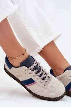 Damskie Big Star Shoes Zamszowe Niskie Sneakersy Damskie Big Star SS274679 HI-POLY SYSTEM Szare