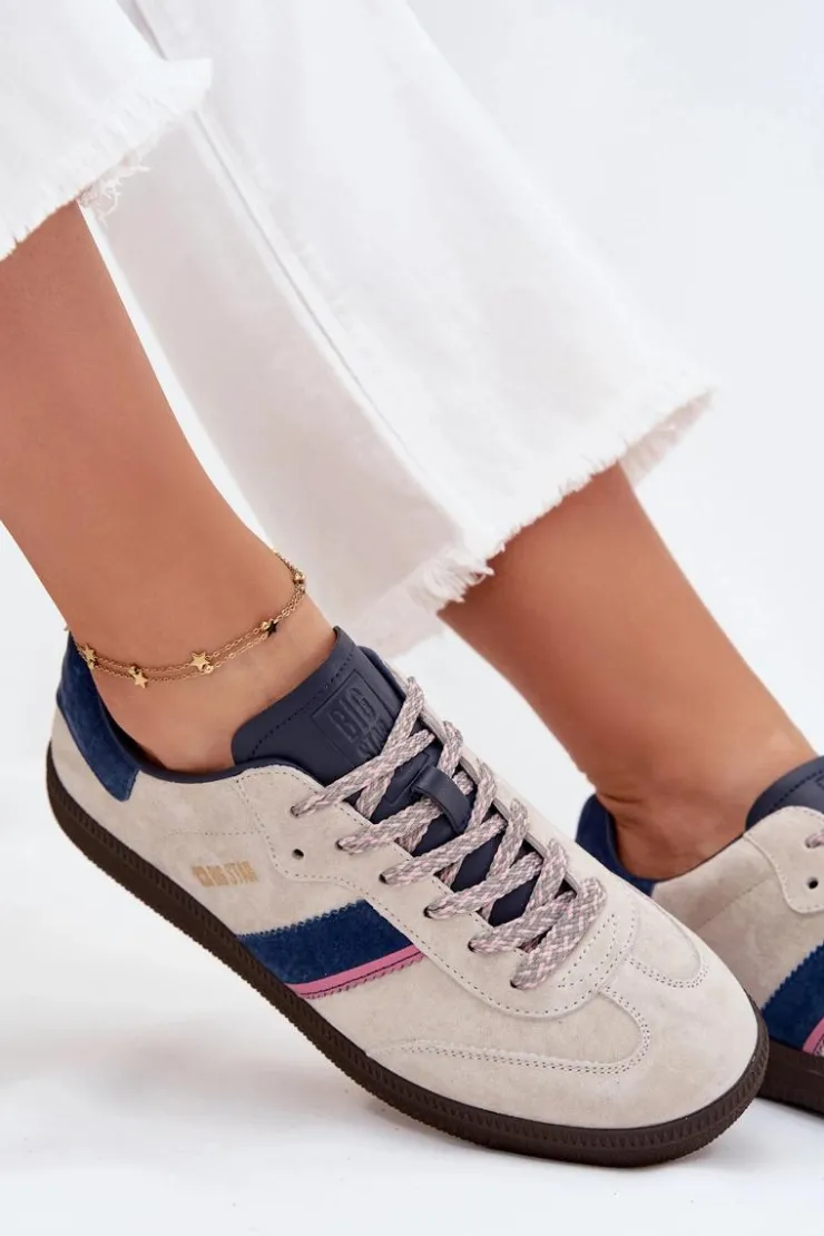 Damskie Big Star Shoes Zamszowe Niskie Sneakersy Damskie Big Star SS274679 HI-POLY SYSTEM Szare