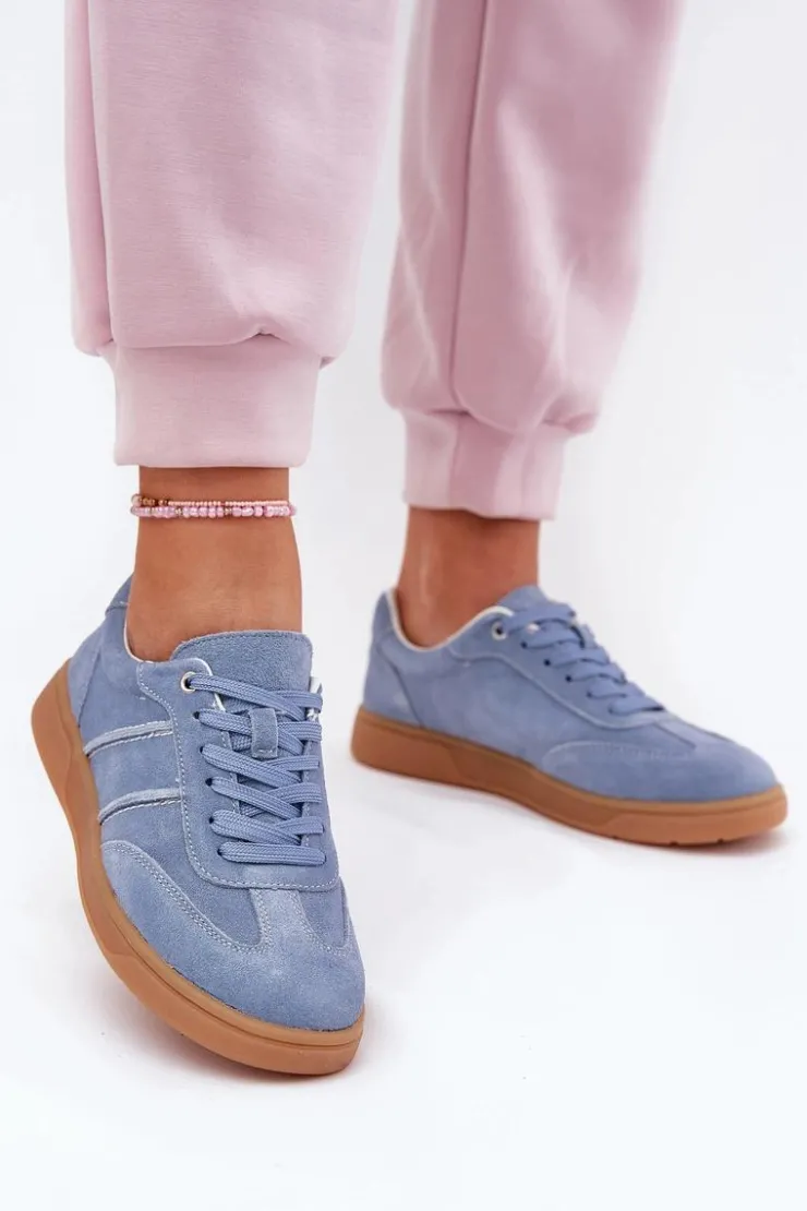Clearance Evento Zamszowe Niskie Sneakersy Damskie e Paliana Niebieski