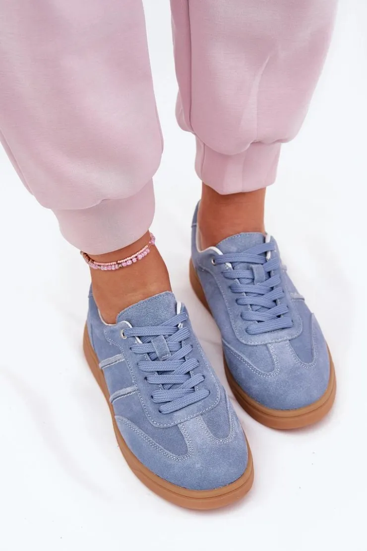 Clearance Evento Zamszowe Niskie Sneakersy Damskie e Paliana Niebieski