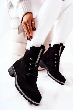 Hot Boto Zamszowe Ocieplane Botki Czarne Grecia